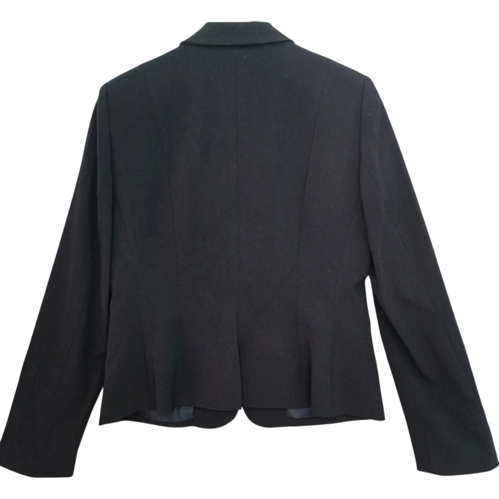 Tahari Arthur S Levine Womens Black Single Button Blazer Career Academia‎ Size 8